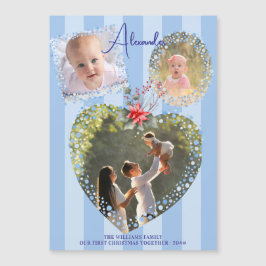  Lijsten 3 Foto 1st Christmas Blue Milestone Magnetische Uitnodiging