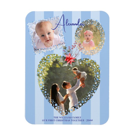  Lijsten 3 Foto 1st Christmas Milestone KAART Magneet (Verticaal)