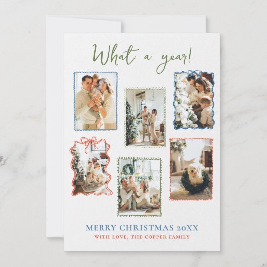  Lijsten Familie Foto Collage Kerst Kaart (Voorkant)