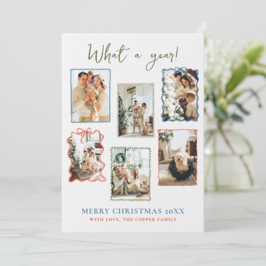  Lijsten Familie Foto Collage Kerst Kaart (Staand voorkant)