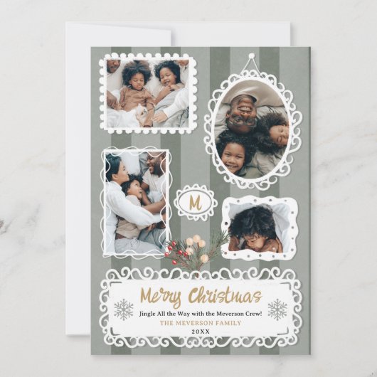   lijsten Kerstmis familie 5 foto's Feestdagenkaart (Voorkant)