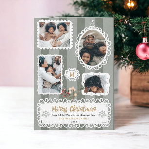 lijsten Kerstmis familie 5 foto's Feestdagenkaart