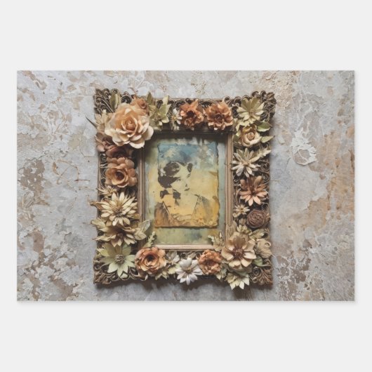 lijsten met bloemen en papier - inpakpapier vel (Voorkant 2)