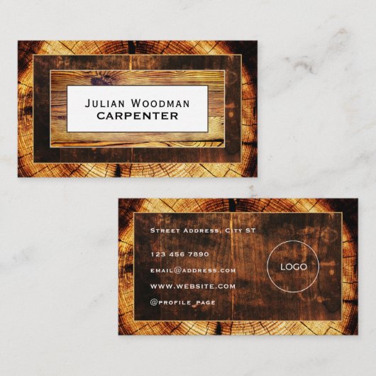 Lijsten met een houten textuur visitekaartje (Voorkant / Achterkant)