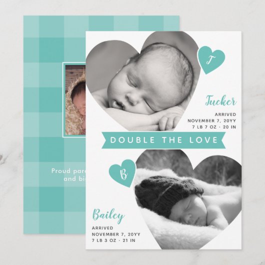 Lijsten met tweekleppige jongens Blauwgroen Foto c Aankondiging (Voorkant / Achterkant)