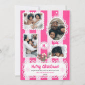   lijsten Roze Kerst 5 foto's Feestdagenkaart (Voorkant)