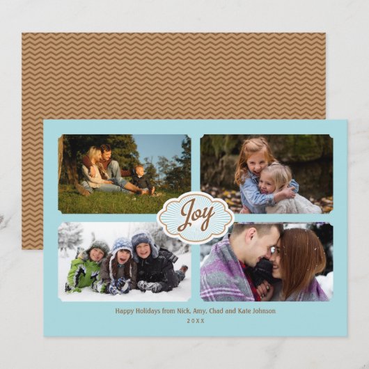 Lijsten van Joy Holiday 4-foto Feestdagenkaart (Voorkant / Achterkant)