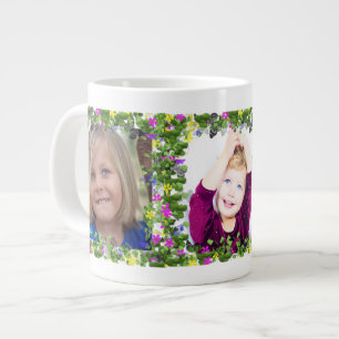 Lijsten voor drie vlinders en bloemen grote koffiekop