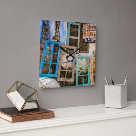 Lijsten voor kleurrijke vensters vierkante klok