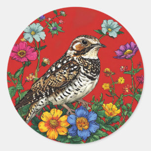Lijster Vogel Vintage Elegant Natuur Botanisch Ronde Sticker