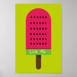 Lik een grappige Pop Art popsicle fruitig watermel Poster