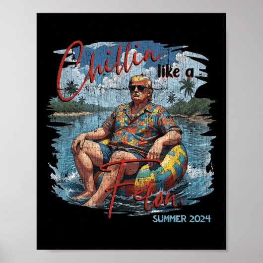 Like A Felon Retro Zomerse  Funny Trump 2024 Poster (Voorkant)