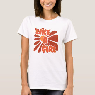 Like a Girl - Retro Bloemen - T-shirt