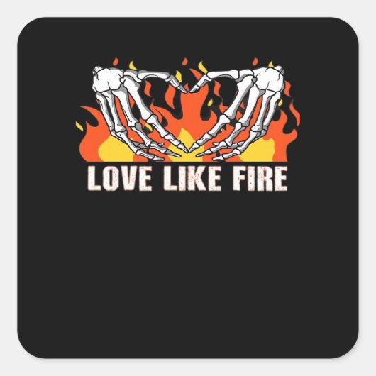 Like Classic - Skelet Handen Hart Vierkante Sticker (Voorkant)