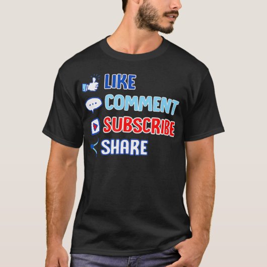 Like Comment Subscribe Cute Vlogger Streamer Gift  T-shirt (Voorkant)