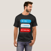 Like Commentaar Abonneer Vlogger Social Media Blog T-shirt (Voorkant volledig)