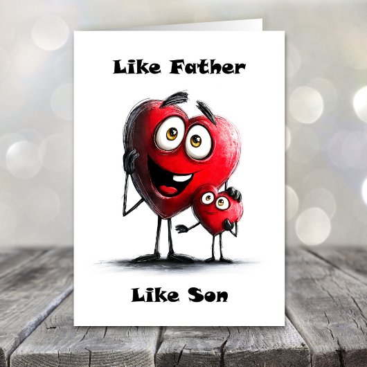 Like Father Like Son Red Hearts Father’s Day Card Feestdagen Kaart