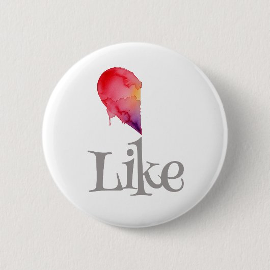 Like - half heart ronde button 5,7 cm (Voorkant)