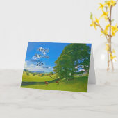 Like heeft haar, Pastoral landscape Birthday card. Kaart (Gele Bloem)