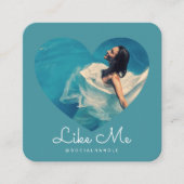 Like Me Blue Photo Heart Lijst Girly Social Media Vierkante Visitekaartje (Voorkant)