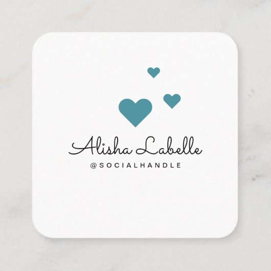 Like Me Blue Photo Heart Lijst Girly Social Media Vierkante Visitekaartje (Achterkant)