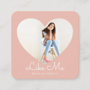 Like Me Roze Foto Hart Lijst Girly Social Media Vierkante Visitekaartje