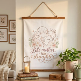 Like Mother Like Daughter - Minimalist Floral Moth Hangend Wandkleed