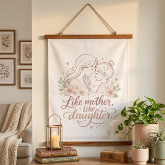 Like Mother Like Daughter - Minimalist Floral Moth Hangend Wandkleed