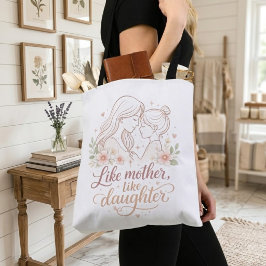 Like Mother Like Daughter - Minimalist Floral Moth Tote Bag