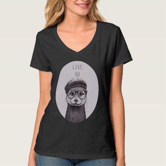 Like not Otter  Cute Otter with Hat and Glasses T-shirt (Voorkant)