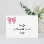  Like Royalty | Pink Bow Card Bedankkaart (Staand voorkant)