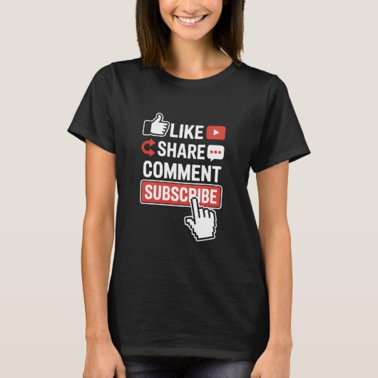 Like Share Subscribe Blogging Vlogger Content Crea T-shirt (Voorkant)