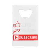 Like Share Subscribe Creditkaart Flessenopener (Achterkant)