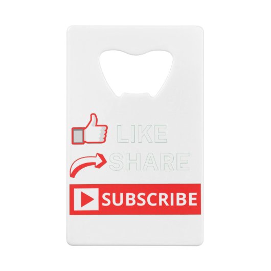 Like Share Subscribe Creditkaart Flessenopener (Achterkant)