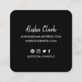 Like Share Volg Brush Script White Social Media Vierkante Visitekaartje (Achterkant)