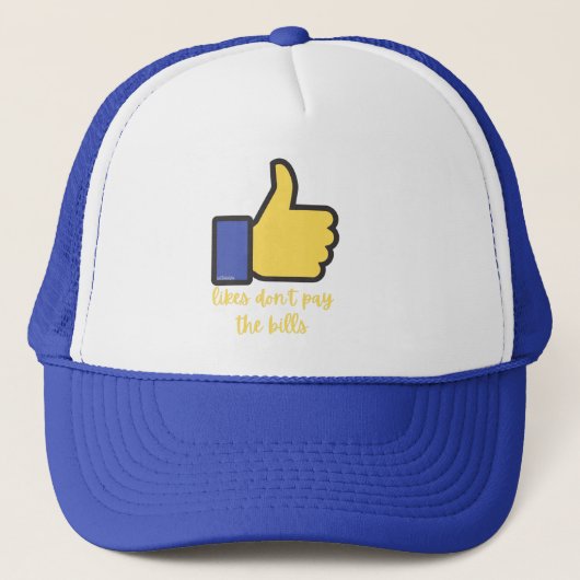 LIKES BETAALT DE BILLS social media pun NIET Trucker Pet (Voorkant)