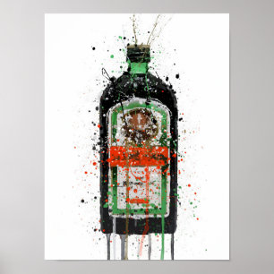 Likeur fles wandkunst afdruk 'Groene Inkt'  Poster