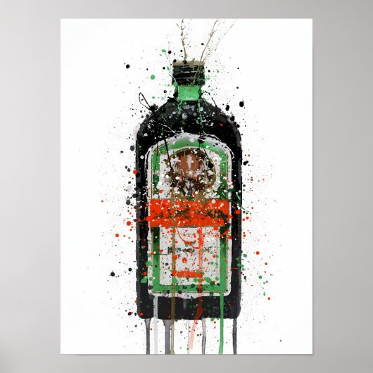 Likeur fles wandkunst afdruk 'Groene Inkt'  Poster (Voorkant)
