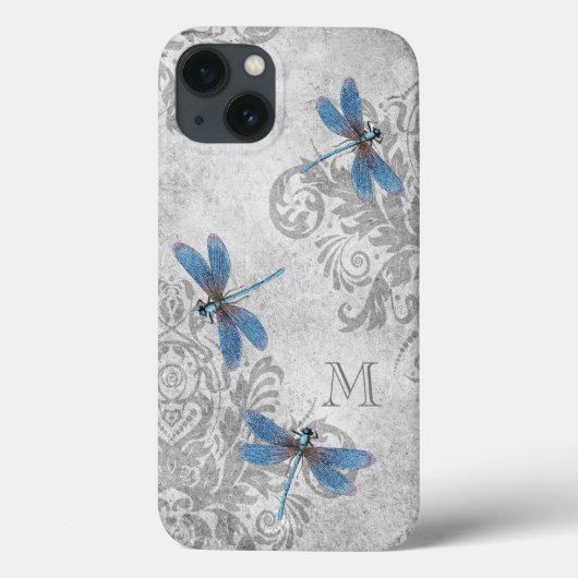 likkerij Grunge Damask met Monogram Case-Mate iPhone Case (Achterkant)
