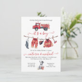 LIkleine brandweerman Baby shower waslijn Kaart (Staand voorkant)