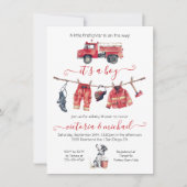 LIkleine brandweerman Baby shower waslijn Kaart (Voorkant)