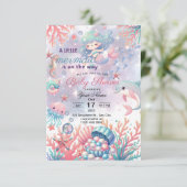 LIkleine zeemeermin baby shower uitnodiging (Staand voorkant)