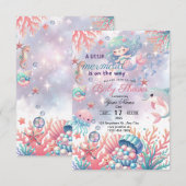 LIkleine zeemeermin baby shower uitnodiging (Voorkant / Achterkant)