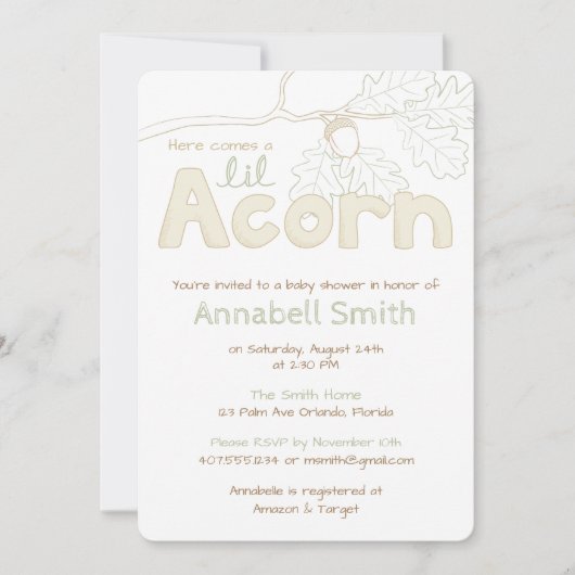 Lil Acorn - tak schetsen en letters Kaart (Voorkant)