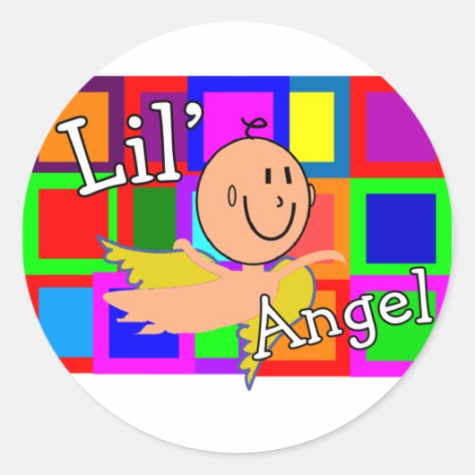 Lil Angel MOZAÏEK Met Engel Baby—Schattig Ronde Sticker (Voorkant)