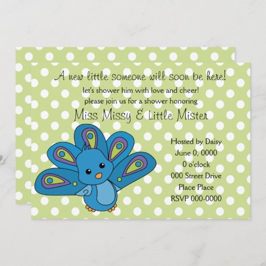 Lil' Baby Peacock Kaart (Voorkant / Achterkant)