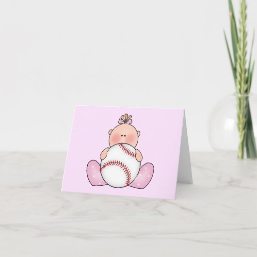 Lil Baseball Baby Girl Blank Card Kaart (Voorkant)