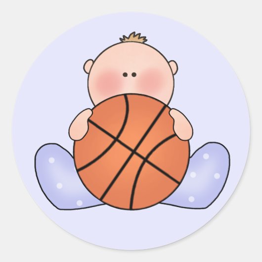 Lil Basketball Baby Boy Ronde Sticker (Voorkant)
