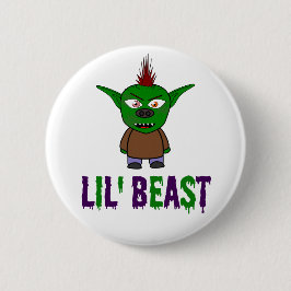 Lil' Beast Goblin Paars en Green Driving Font Ronde Button 5,7 Cm