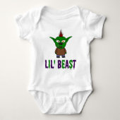 Lil' Beast Goblin Paars en Green Driving Font T Romper (Voorkant)